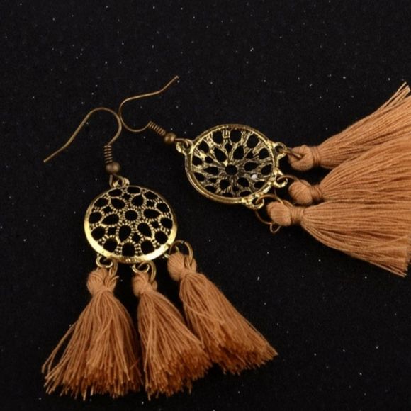 Golden Tassel Earrings! - Picture 2 of 4